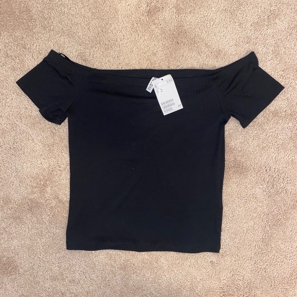 Off the shoulder black shirt